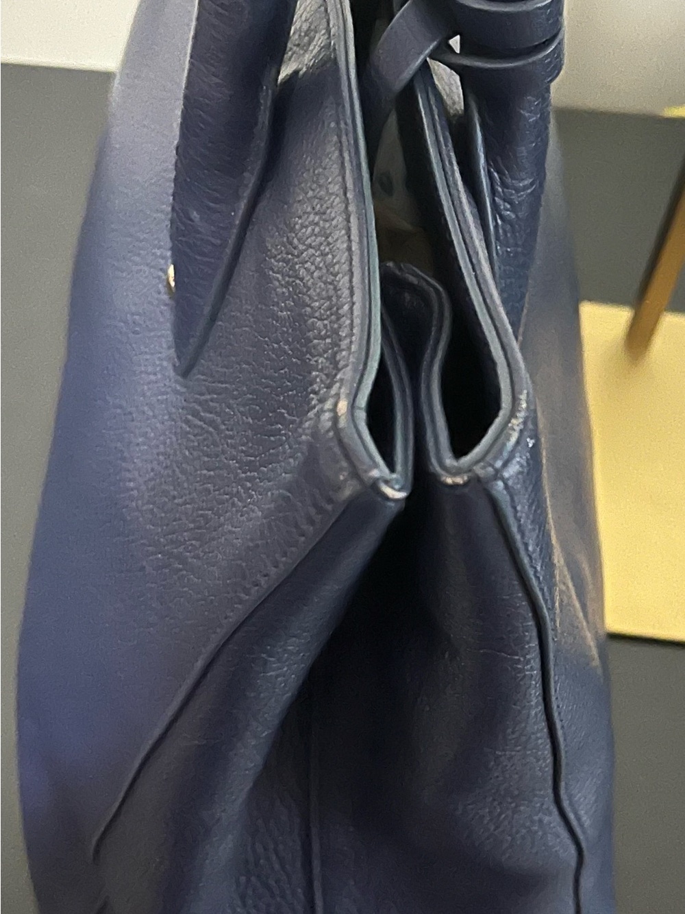 Furla Deep Blue Pebbled Leather Tote - Picture 5 of 12